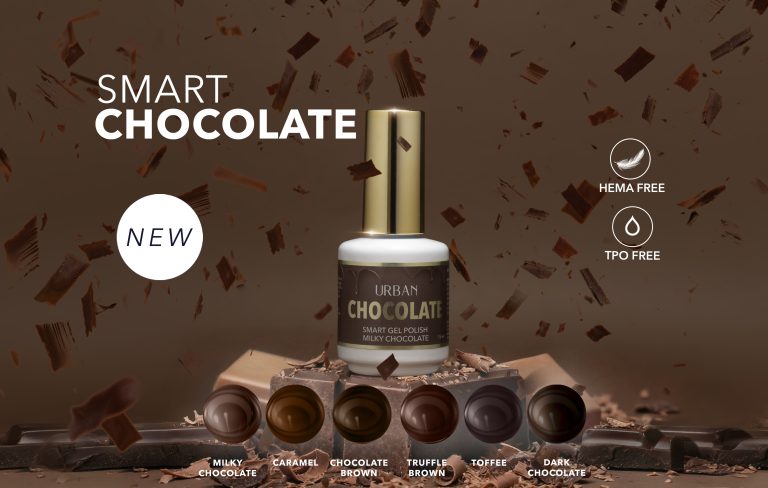 Paleta de cores coleção Smart Chocolate: Dark Chocolate, Truffle Brown, Chocolate Brown, Milky Chocolate, Caramel, Toffee