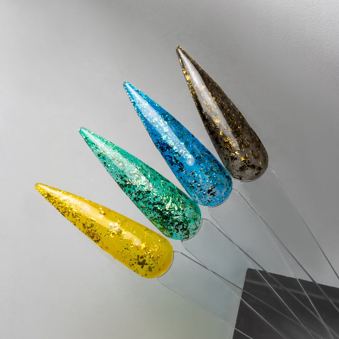Glass nail look com express glass e efeito folha de ouro